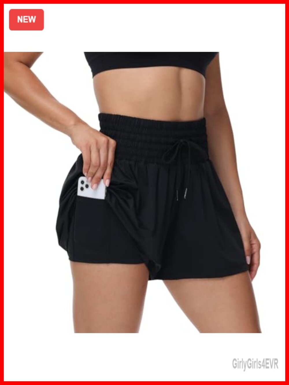 2-in-1 Flowy Athletic Shorts High Waist Skort with Pockets